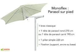 Bras Classique En Aluminium Pour Parasol Paraflex - 1,85 M -Abriet Mobilier Soldes Boutique parasol pied bras classique umbrosa
