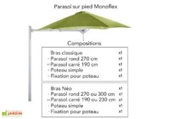 Parasol Carré 230 Cm Pour Composition Paraflex - Toile Solidum 9 Parasol Carré 230 Cm Pour Composition Paraflex - Toile Solidum -Abriet Mobilier Soldes Boutique parasol pied paraflex monoflex umbrosa 6