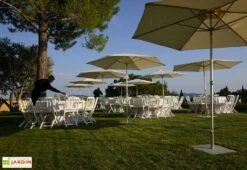 Parasol Rond Mât Central Aluminium Toile Oléfine Ø 2,70 M -Abriet Mobilier Soldes Boutique parasol rond mat central 270cm p50 2