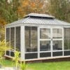 Pergola Fermée En Aluminium 4 X 3 M Avec Toiture Acier - Bolata