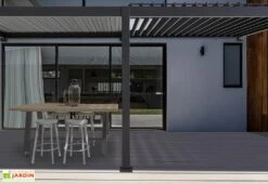 Pergola Bioclimatique Adossée En Aluminium Anthracite 15,9 M² - Ombréa -Abriet Mobilier Soldes Boutique pergola adossee aluminium terrasse
