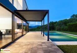 Pergola Bioclimatique Adossée En Aluminium Anthracite 15,9 M² - Ombréa