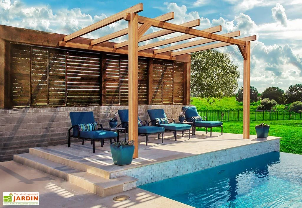 Pergola Adossée En Bois D'Europe Du Nord Lamellé Collé - Andorra 1 Pergola Adossée En Bois D'Europe Du Nord Lamellé Collé - Andorra