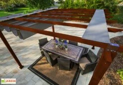 Paragon Pergola En Aluminium Effet Bois Florida 12,25 M² -Abriet Mobilier Soldes Boutique pergola alu effet bois florida 12m2 marron fonce