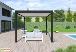 Pergola Bioclimatique Ombréa En Aluminium 3 X 4 M Autoportée - Noir Charbon -Abriet Mobilier Soldes Boutique pergola bioclimatique 3x4 aluminium ombrea 15 728288