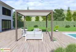 Pergola Bioclimatique Ombréa En Aluminium 3 X 4 M Autoportée - Taupe -Abriet Mobilier Soldes Boutique pergola bioclimatique 3x4 ombrea 15 728394