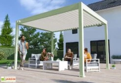 Pergola Bioclimatique Ombréa En Aluminium 3 X 4 M Autoportée - Vert Jade -Abriet Mobilier Soldes Boutique pergola bioclimatique 3x4 ombrea 15 728424