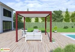 Pergola Bioclimatique Ombréa En Aluminium 3 X 4 M Autoportée - Rouge Basque -Abriet Mobilier Soldes Boutique pergola bioclimatique 3x4 rouge ombrea 15 728455