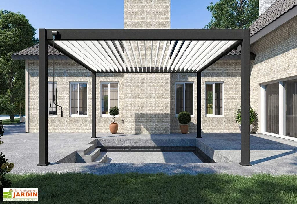 Pergola Bioclimatique Ombréa En Aluminium 4 X 4 M Autoportée - Anthracite 2 Pergola Bioclimatique Ombréa En Aluminium 4 X 4 M Autoportée - Anthracite – Image 2