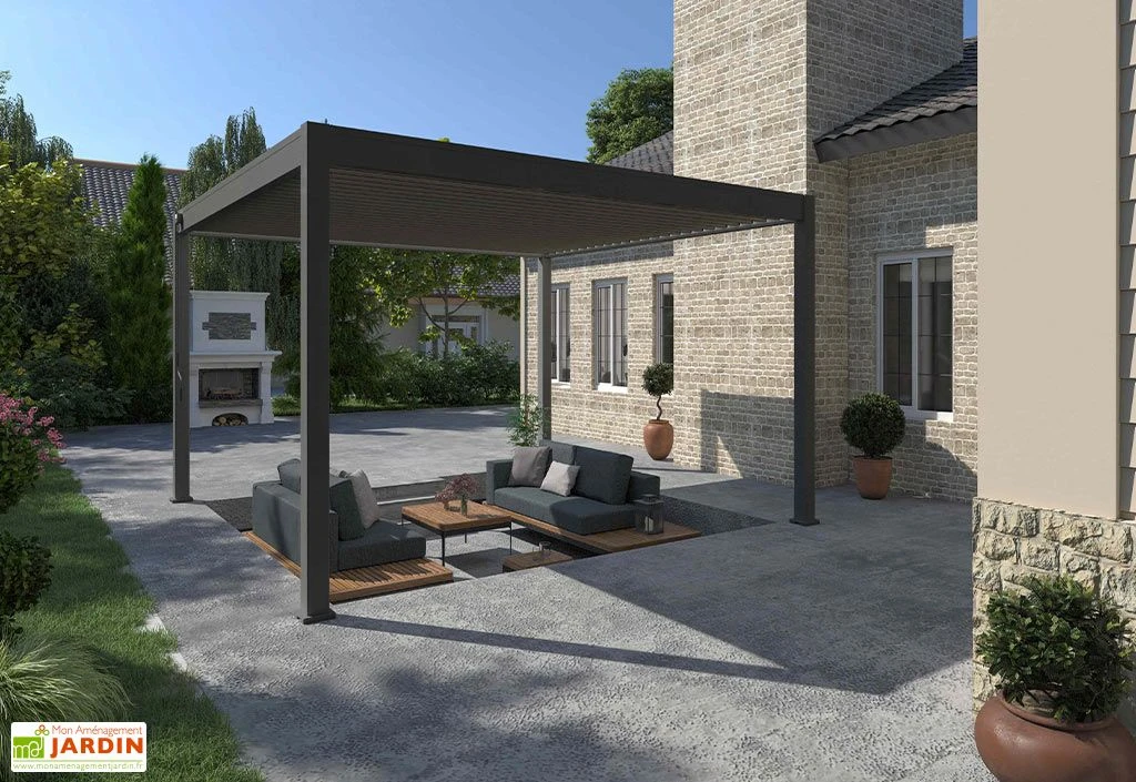 Pergola Bioclimatique Ombréa En Aluminium 4 X 4 M Autoportée - Anthracite 1 Pergola Bioclimatique Ombréa En Aluminium 4 X 4 M Autoportée - Anthracite