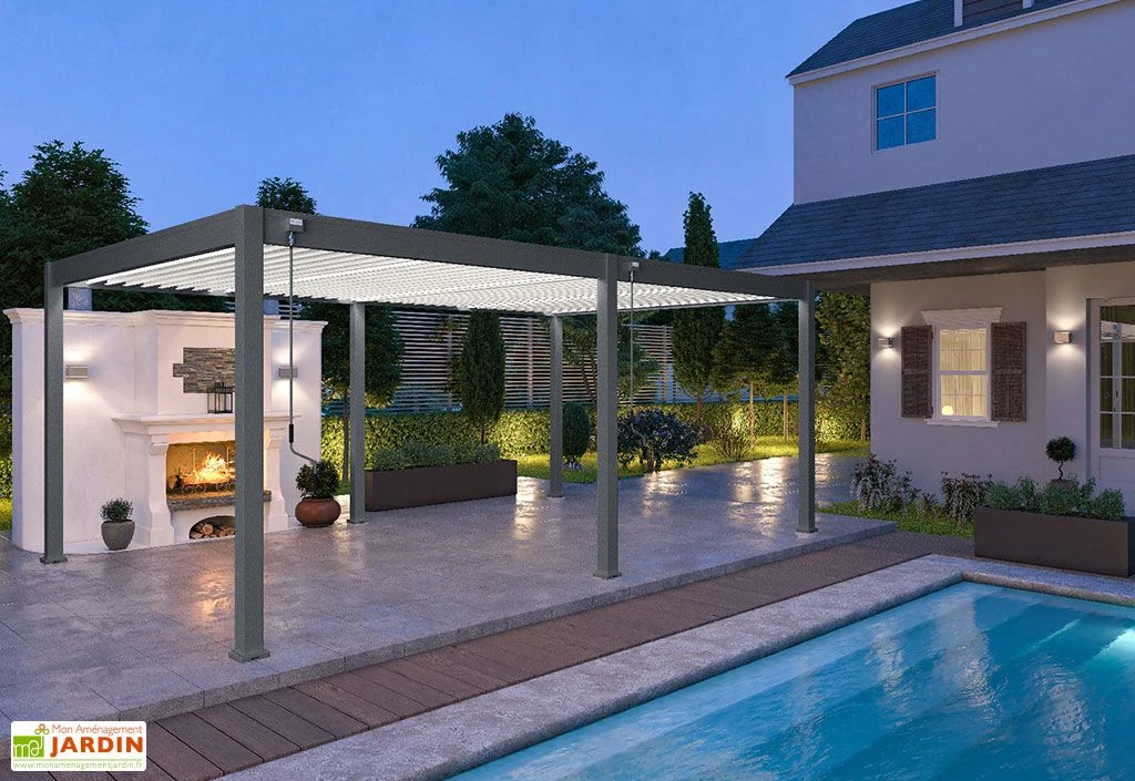 Pergola Bioclimatique Ombréa En Aluminium 4 X 6 M Autoportée - Anthracite 2 Pergola Bioclimatique Ombréa En Aluminium 4 X 6 M Autoportée - Anthracite – Image 2