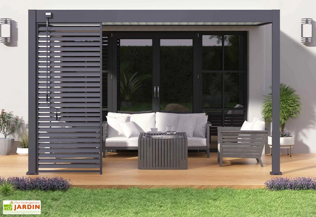 Pergola Bioclimatique Ombréa En Aluminium 3 X 4 M Adossée - Anthracite 4 Pergola Bioclimatique Ombréa En Aluminium 3 X 4 M Adossée - Anthracite – Image 4