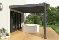 Nouvelles Arrivées 18 Pergola Bioclimatique Ombréa En Aluminium 3 X 4 M Adossée - Anthracite