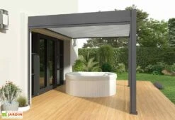 Pergola Bioclimatique Ombréa En Aluminium 3 X 4 M Adossée - Anthracite 10 Pergola Bioclimatique Ombréa En Aluminium 3 X 4 M Adossée - Anthracite -Abriet Mobilier Soldes Boutique pergola bioclimatique adossee 3x4m gris anthracite 15 729186
