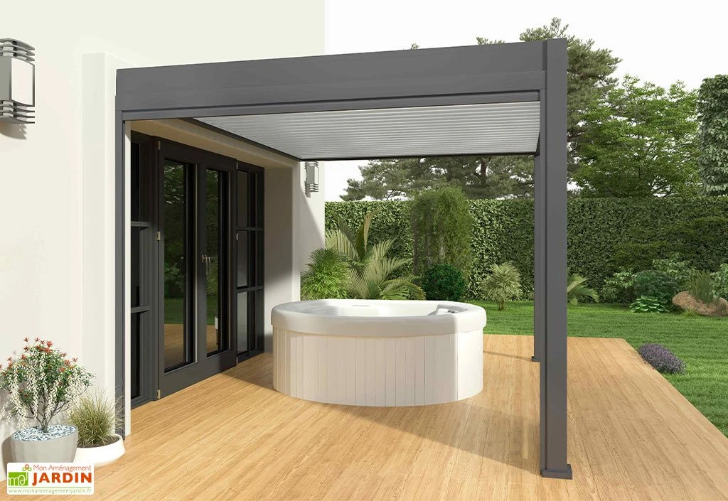 Pergola Bioclimatique Ombréa En Aluminium 3 X 4 M Adossée - Anthracite 5 Pergola Bioclimatique Ombréa En Aluminium 3 X 4 M Adossée - Anthracite – Image 5