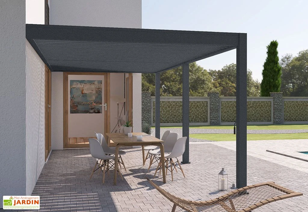 Pergola Bioclimatique Ombréa En Aluminium 3 X 6 M Adossée - Anthracite 4 Pergola Bioclimatique Ombréa En Aluminium 3 X 6 M Adossée - Anthracite – Image 4