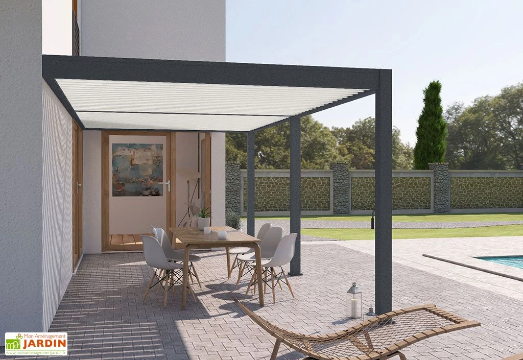 Pergola Bioclimatique Ombréa En Aluminium 3 X 6 M Adossée - Anthracite 3 Pergola Bioclimatique Ombréa En Aluminium 3 X 6 M Adossée - Anthracite – Image 3
