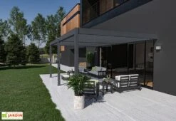 Pergola Bioclimatique Ombréa En Aluminium 4 X 6 M Adossée - Anthracite