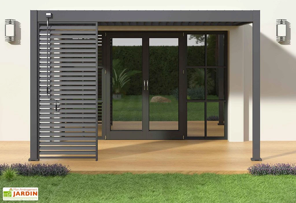 Pergola Bioclimatique Ombréa En Aluminium 3 X 4 M Adossée - Anthracite 2 Pergola Bioclimatique Ombréa En Aluminium 3 X 4 M Adossée - Anthracite – Image 2