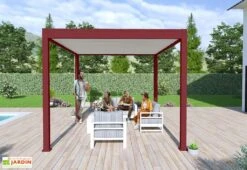 Pergola Bioclimatique Ombréa En Aluminium 3 X 4 M Autoportée - Rouge Basque -Abriet Mobilier Soldes Boutique pergola bioclimatique alu rouge 3x4 ombrea 15 728455