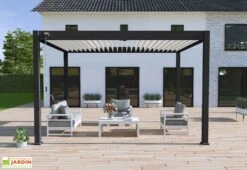 Pergola Bioclimatique Ombréa En Aluminium 3 X 4 M Autoportée - Noir Charbon -Abriet Mobilier Soldes Boutique pergola bioclimatique aluminium 3x4 ombrea 15 728288