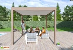 Pergola Bioclimatique Ombréa En Aluminium 3 X 4 M Autoportée - Beige Agathe -Abriet Mobilier Soldes Boutique pergola bioclimatique aluminium beige ombrea 15 728363