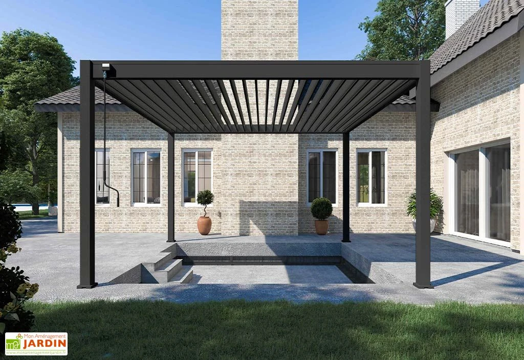 Pergola Bioclimatique Ombréa En Aluminium 4 X 4 M Autoportée - Anthracite 3 Pergola Bioclimatique Ombréa En Aluminium 4 X 4 M Autoportée - Anthracite – Image 3