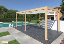 Pergola Bioclimatique Ombréa En Aluminium 3 X 6 M Autoportée - Imitation Bois -Abriet Mobilier Soldes Boutique pergola bioclimatique effet bois 3x6m ombrea 15 712324