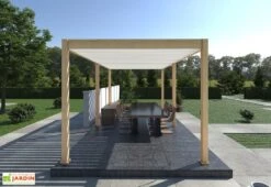 Pergola Bioclimatique Ombréa En Aluminium 3 X 6 M Autoportée - Imitation Bois -Abriet Mobilier Soldes Boutique pergola bioclimatique imitation bois 3x6m ombrea 15 712324