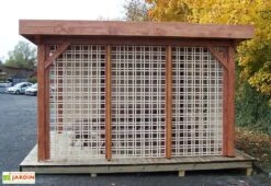 Tonnelle En Bois Avec Treillage Toit Plat Bac Acier – Ombra 4 X 4 M