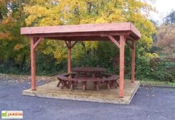 Tonnelle En Bois Avec Treillage Toit Plat Bac Acier – Ombra 4 X 4 M -Abriet Mobilier Soldes Boutique pergola bois traite 4x4m ombra