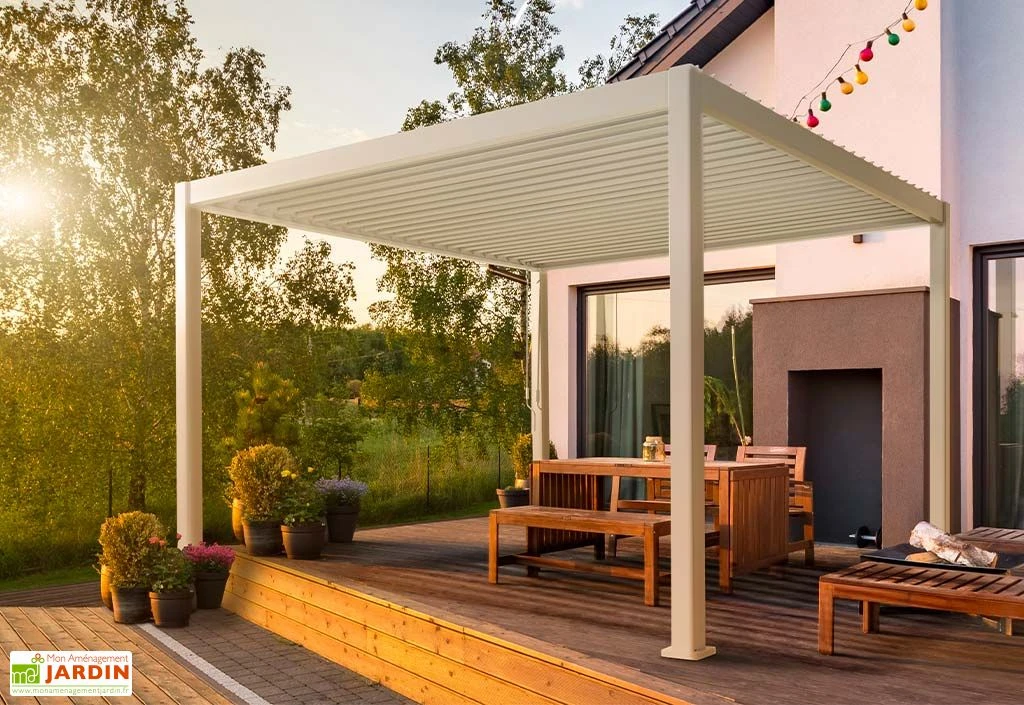 Pergola Bioclimatique Autoportée En Aluminium 12 M² + Store 4 M 1 Pergola Bioclimatique Autoportée En Aluminium 12 M² + Store 4 M