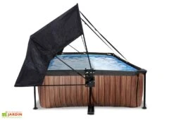EXIT TOYS Piscine Hors Sol Tubulaire Rectangulaire – 220 X 150 X 65 Cm + Ombrage -Abriet Mobilier Soldes Boutique piscine tubulaire effet bois exit toys voile ombrage