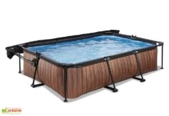 EXIT TOYS Piscine Hors Sol Tubulaire Rectangulaire – 220 X 150 X 65 Cm + Ombrage -Abriet Mobilier Soldes Boutique piscine tubulaire effet bois exit toys voile ombrage ouvert