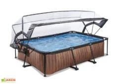 EXIT TOYS Piscine Hors Sol Tubulaire Rectangulaire – 220 X 150 X 65 Cm + Dôme -Abriet Mobilier Soldes Boutique piscine tubulaire exit toys wood 150x220cm dome