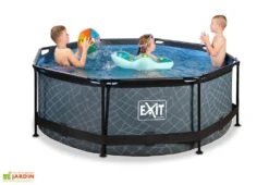 EXIT TOYS Piscine Hors Sol Tubulaire Ronde – 244 X 76 Cm -Abriet Mobilier Soldes Boutique piscine tubulaire ronde 244cm effet pierre