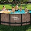 Summer Waves Piscine Hors-sol Tubulaire Ronde Effet Teck - ø 4,27 M