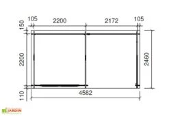Abri De Jardin En Bois D’Épicéa Brut Avec Auvent Sophy 10 M² -Abriet Mobilier Soldes Boutique plan abri sophy