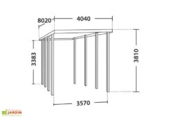 Carport Camping-Car Bois Traité Autoclave (802x404) -Abriet Mobilier Soldes Boutique plan dimensions carport bois
