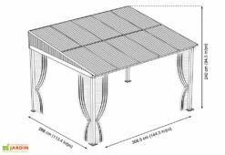 Tonnelle Adossée En Aluminium Et Polycarbonate St Barth 10,77 M² -Abriet Mobilier Soldes Boutique plan tonnelle adossee aluminium polycarbonate stbarth 10m2