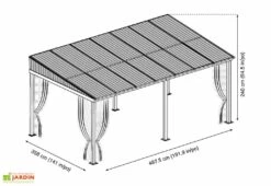 Tonnelle Adossée En Aluminium Et Polycarbonate St Barth 17,53 M² -Abriet Mobilier Soldes Boutique plan tonnelle murale metal polycarbonate stbarth 17m2