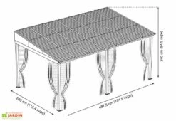Tonnelle Adossée En Aluminium Et Acier Galvanisé Portland 14,43 M² -Abriet Mobilier Soldes Boutique plan tonnelle murale metal portland 14m2