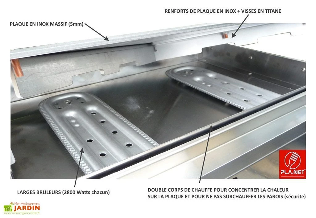 Plancha Gaz Inox CHEF 55 XL + Chariot Fermé (Pack Complet) 5 Plancha Gaz Inox CHEF 55 XL + Chariot Fermé (Pack Complet) – Image 5