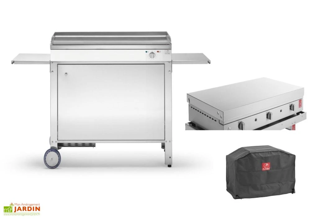 Plancha électrique 3120 W En Inox Avec Couvercle Amovible + Chariot Fermé Et Housse De Protection 1 Plancha électrique 3120 W En Inox Avec Couvercle Amovible + Chariot Fermé Et Housse De Protection