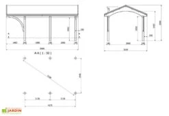 Carport En Épicéa Traité Et Lamellé Collé 361x606x299cm Nevada -Abriet Mobilier Soldes Boutique plans carport nevada