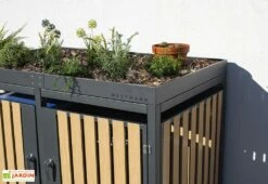 Cache Poubelle Extérieur Double Acier Imitation Bois – 2x 240 Litres -Abriet Mobilier Soldes Boutique plantes abri poubelle westmann wmhhwtc 62