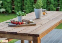 Table De Jardin En Bois Autoclave 200 Cm + 2 Bancs – Daugavpils -Abriet Mobilier Soldes Boutique plateau table jardin bois ekju 253654
