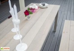 Table De Jardin En Bois Huilé 178 Cm + 2 Bancs – Liepaja 11 Table De Jardin En Bois Huilé 178 Cm + 2 Bancs – Liepaja -Abriet Mobilier Soldes Boutique plateau table jardin bois huile lin gris ekju 257059