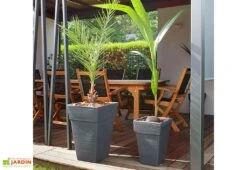 Roto Pot De Fleurs Extérieur En Polyéthylène Et Bois 30 X 45 Cm Quadro S -Abriet Mobilier Soldes Boutique pot de fleurs exte rieur en polye thyle ne et bois 30x45cm quadro s expo