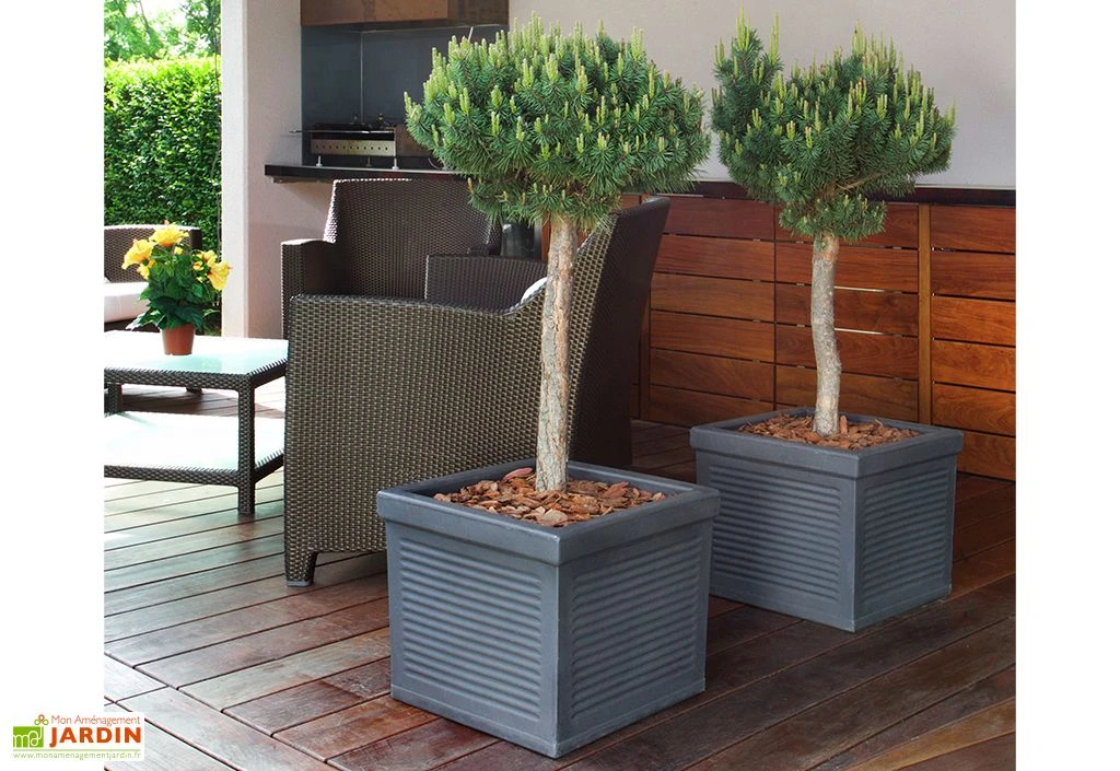 Roto Pot De Fleurs Extérieur En Polyéthylène Et Bois 43 X 40 Cm Line L 1 Roto Pot De Fleurs Extérieur En Polyéthylène Et Bois 43 X 40 Cm Line L